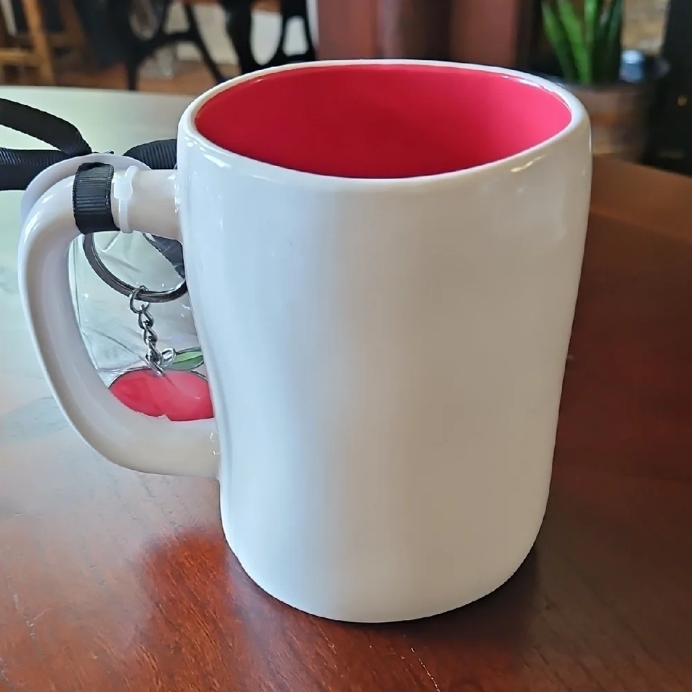 Rae Dunn World's Best Teacher Mug with Keychain Red Interior NWT